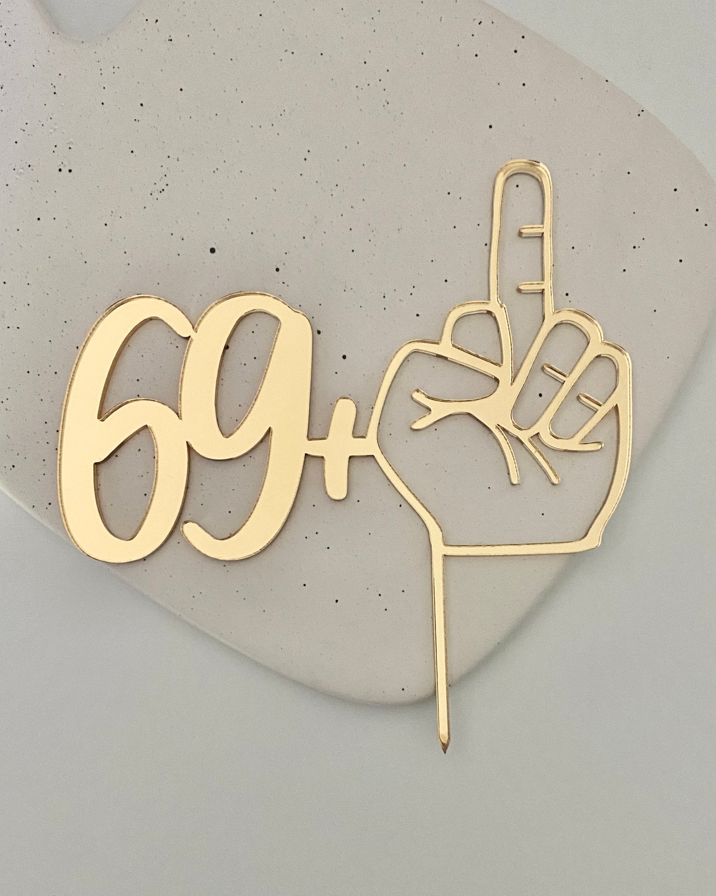 70th Birthday 69 + Middle Finger Cake Topper