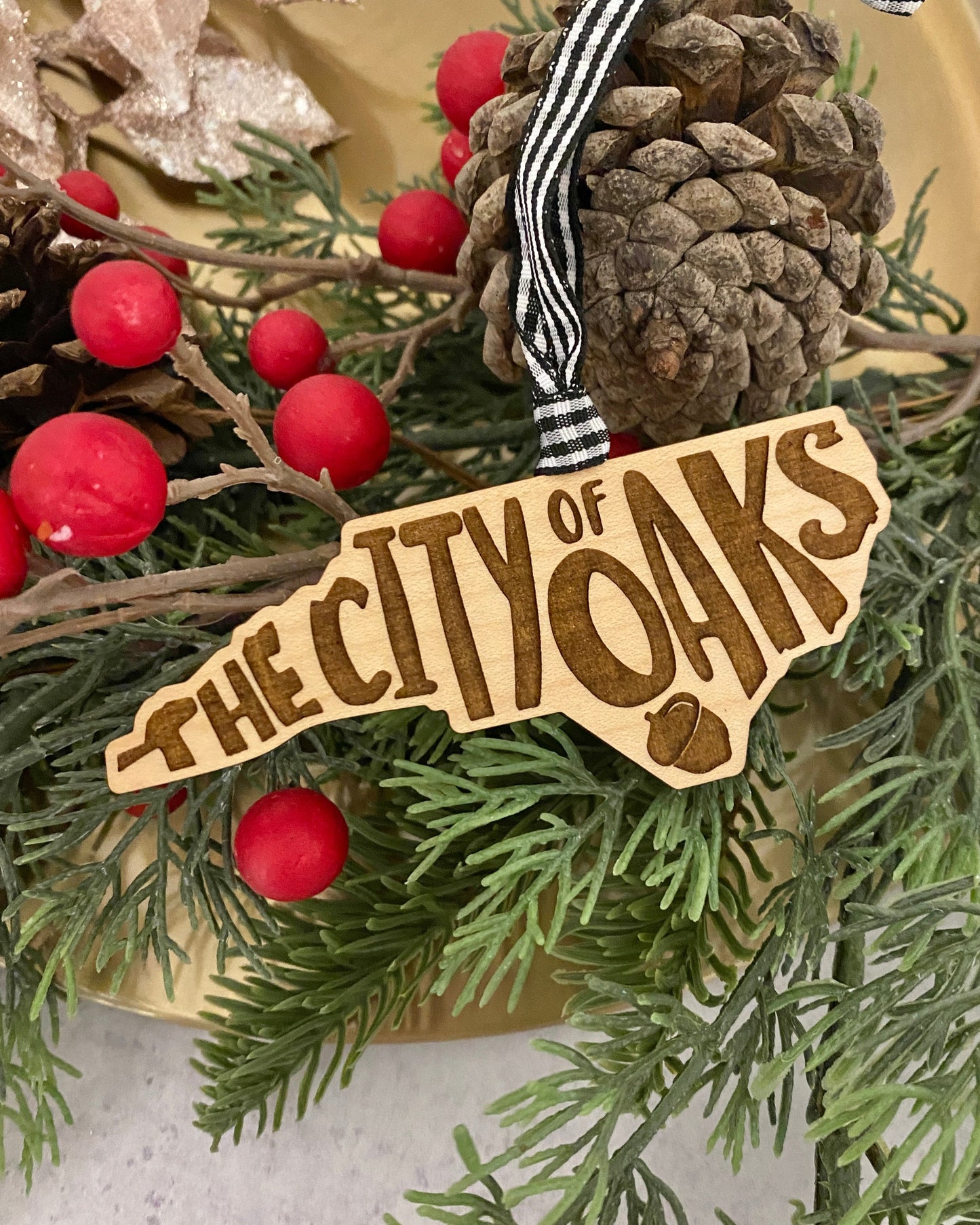 City of Oaks NC engraved ornament