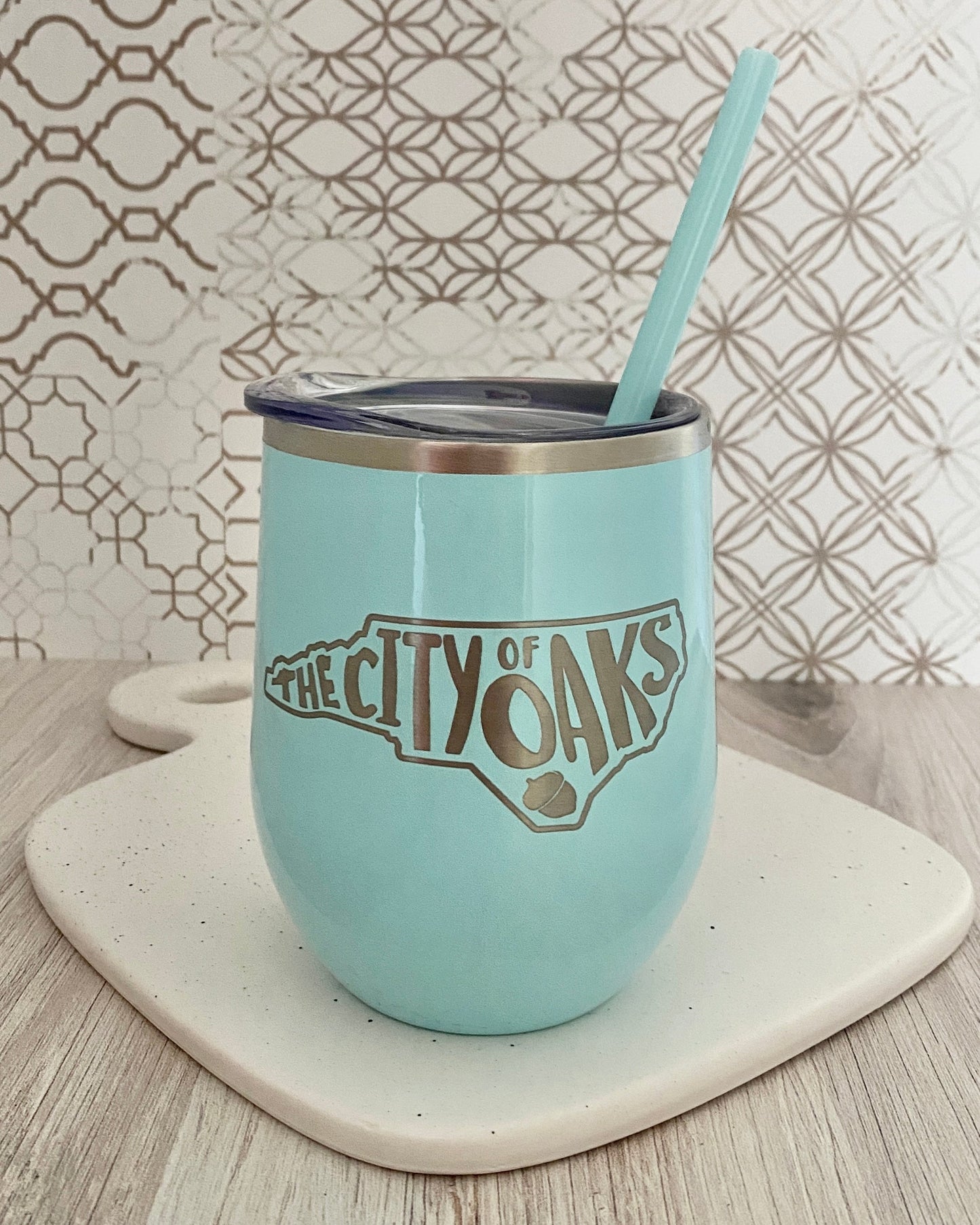 City of Oaks NC wine tumbler