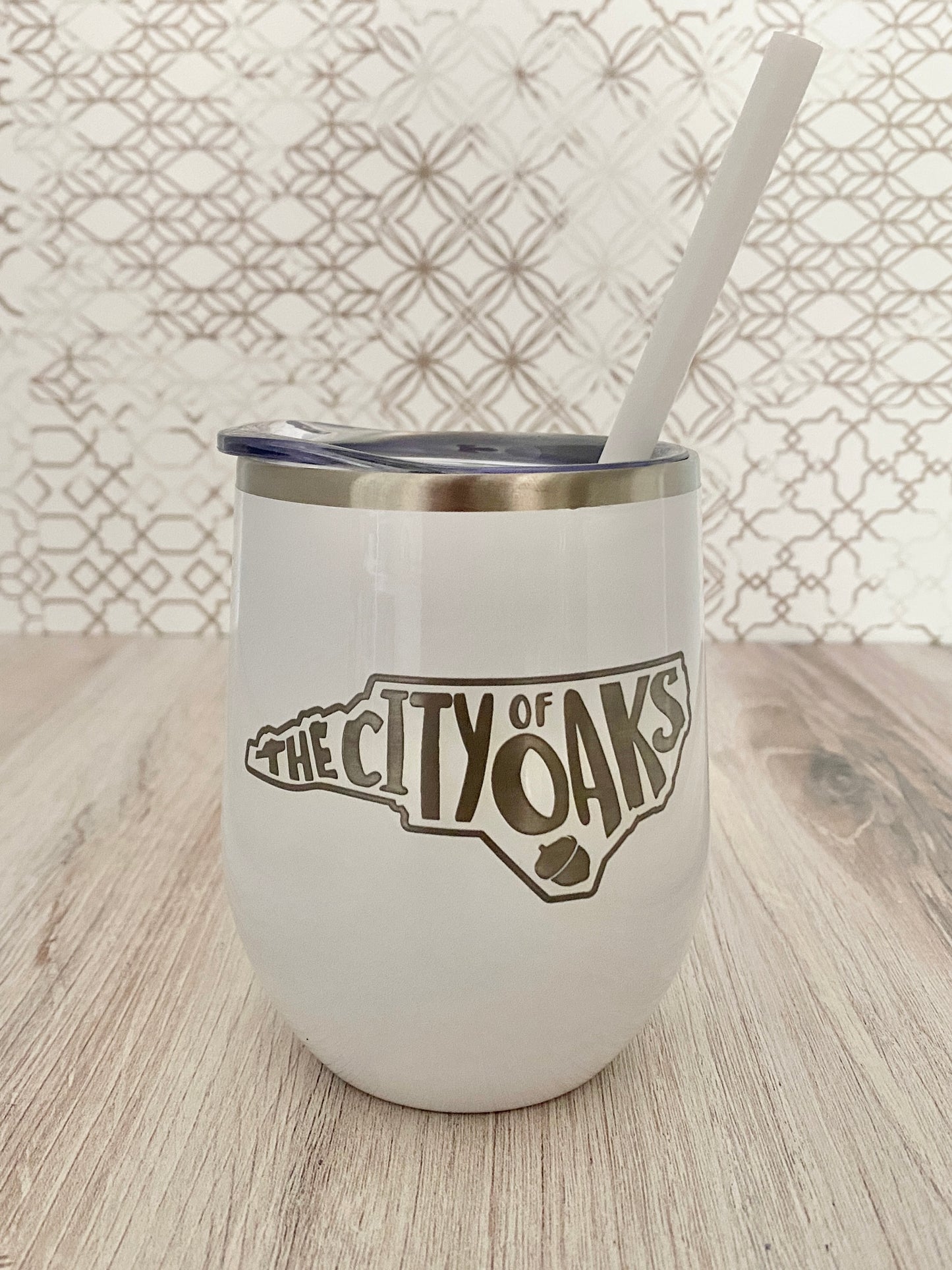 City of Oaks NC wine tumbler