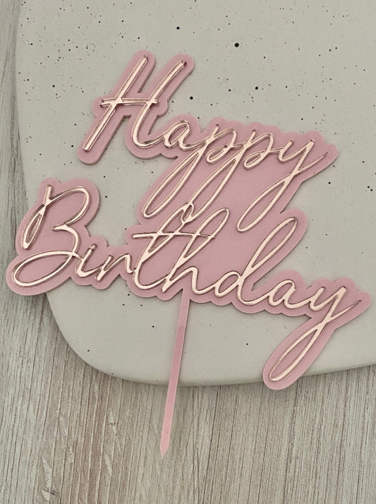 Happy Birthday 2 Layer Cake Topper