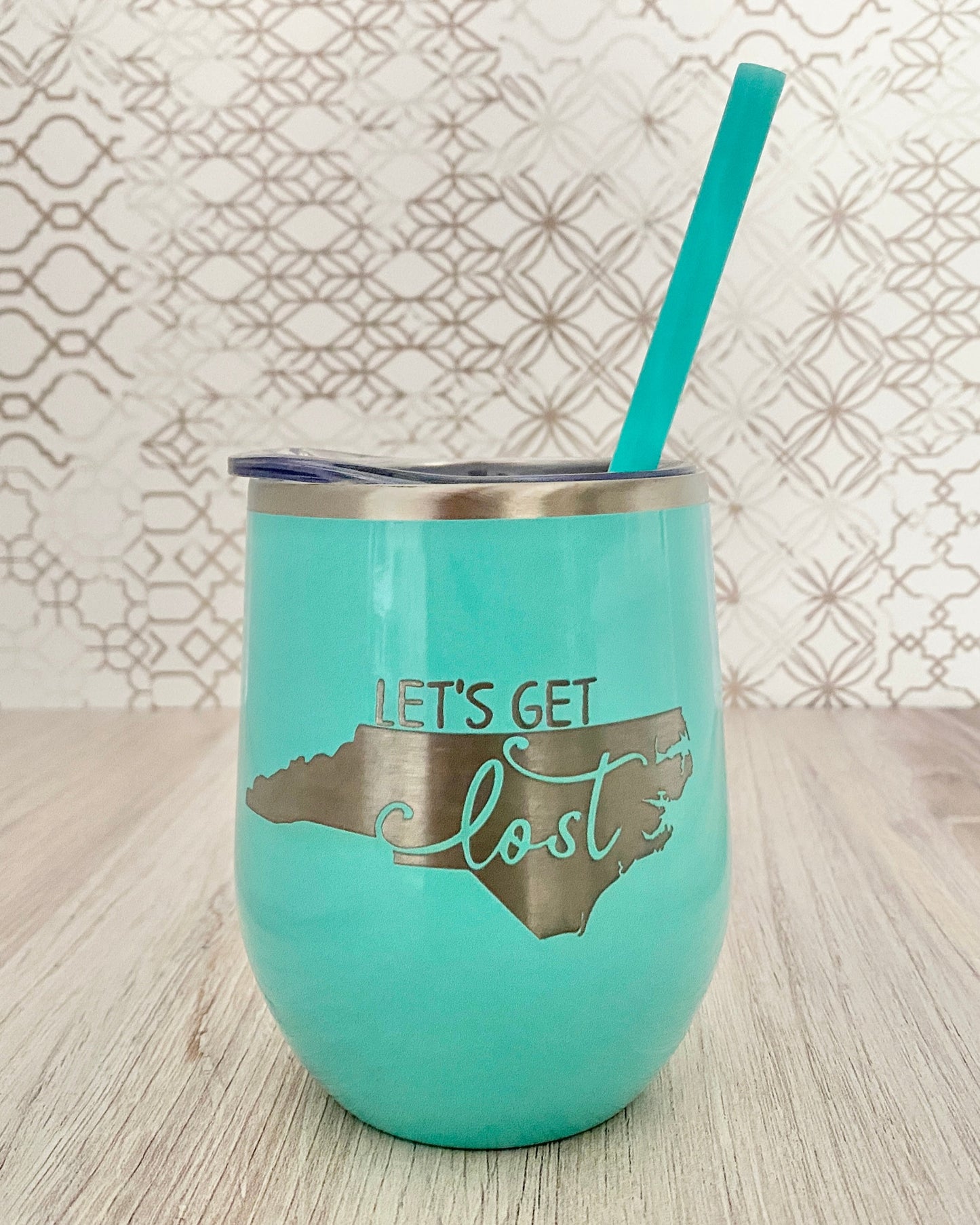 Let's Get Lost NC wine tumbler