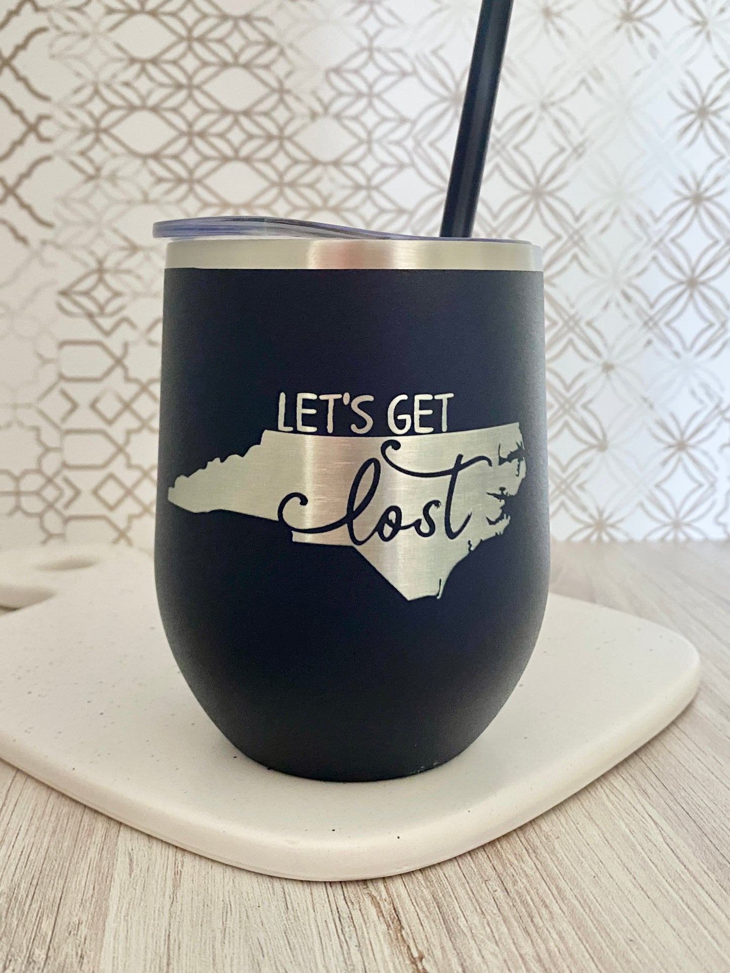 Let's Get Lost NC wine tumbler