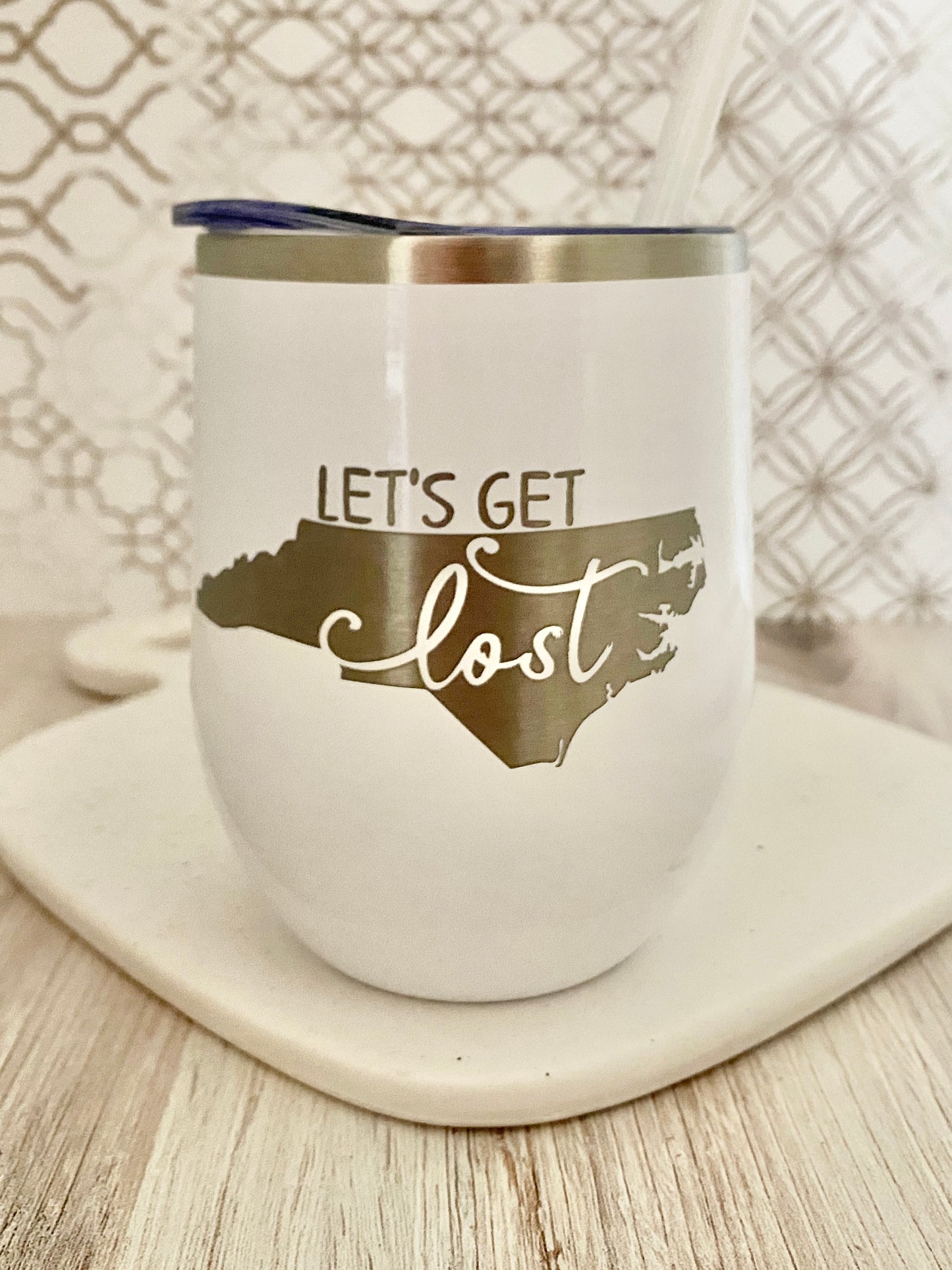 Let's Get Lost NC wine tumbler