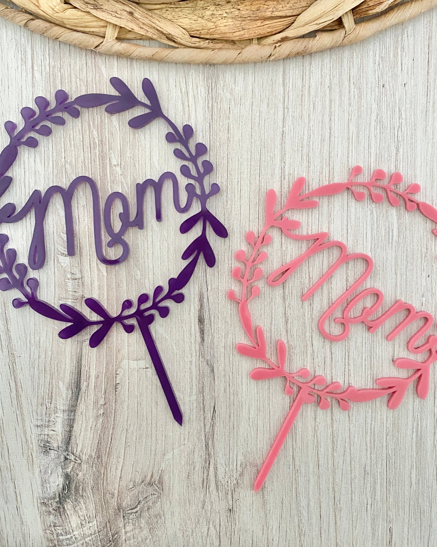 Mini Mom Wreath Cake Topper