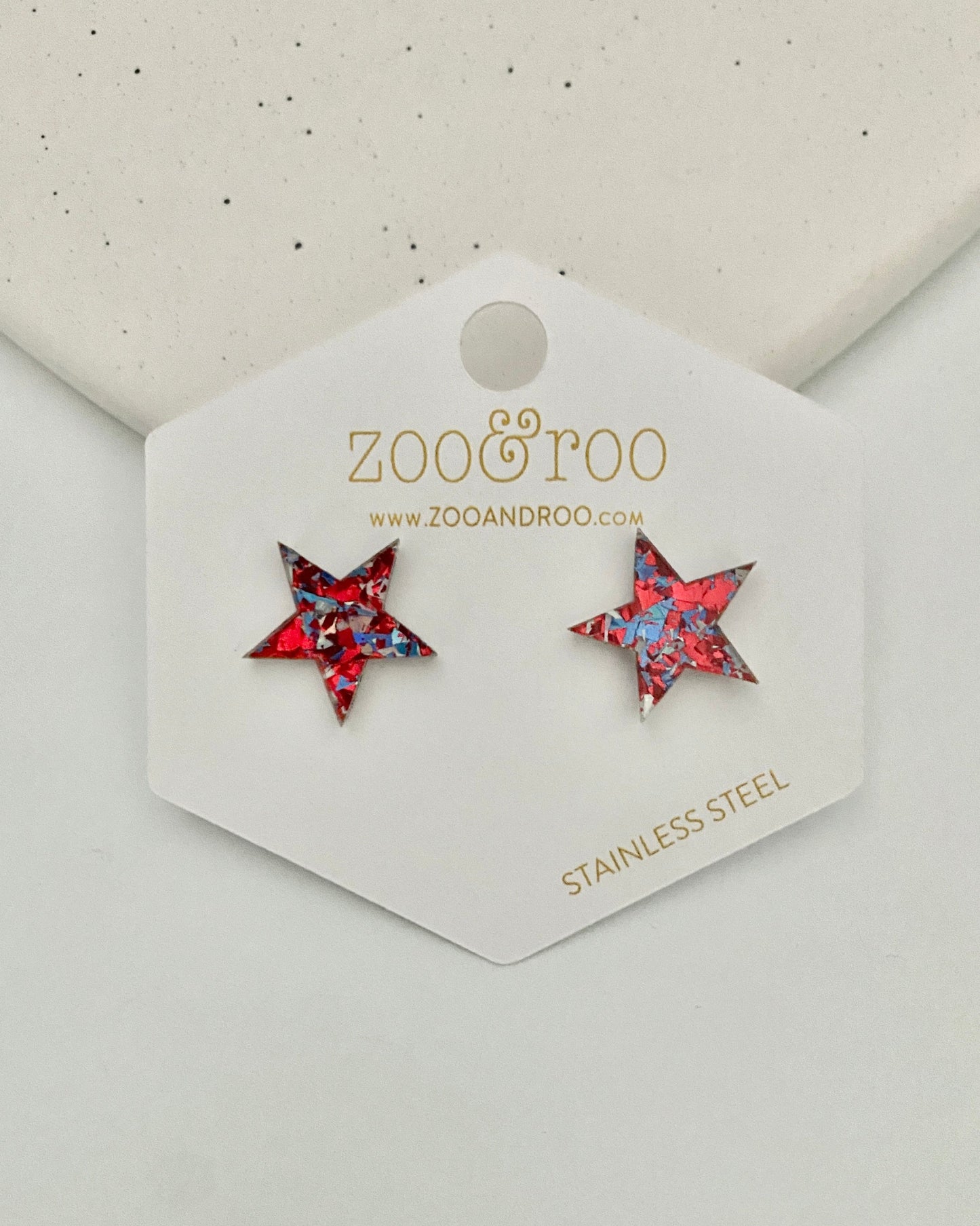Patriotic Glitter Star Studs