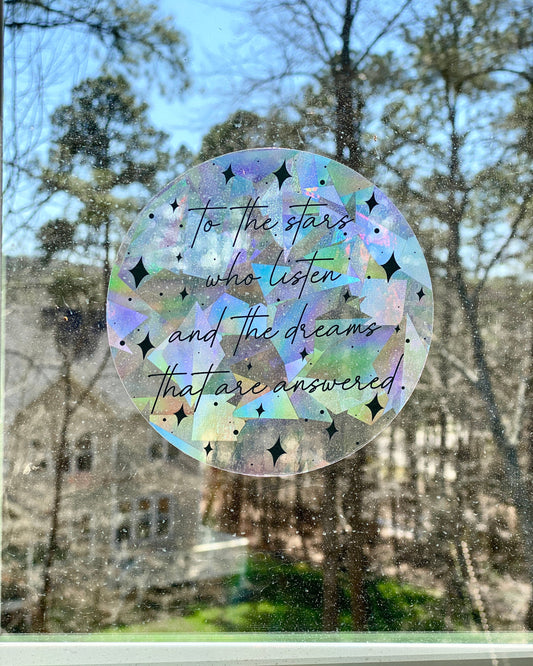 Stars who listen suncatcher rainbow prism window decal