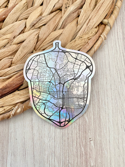 Acorn Map Holographic Raleigh sticker