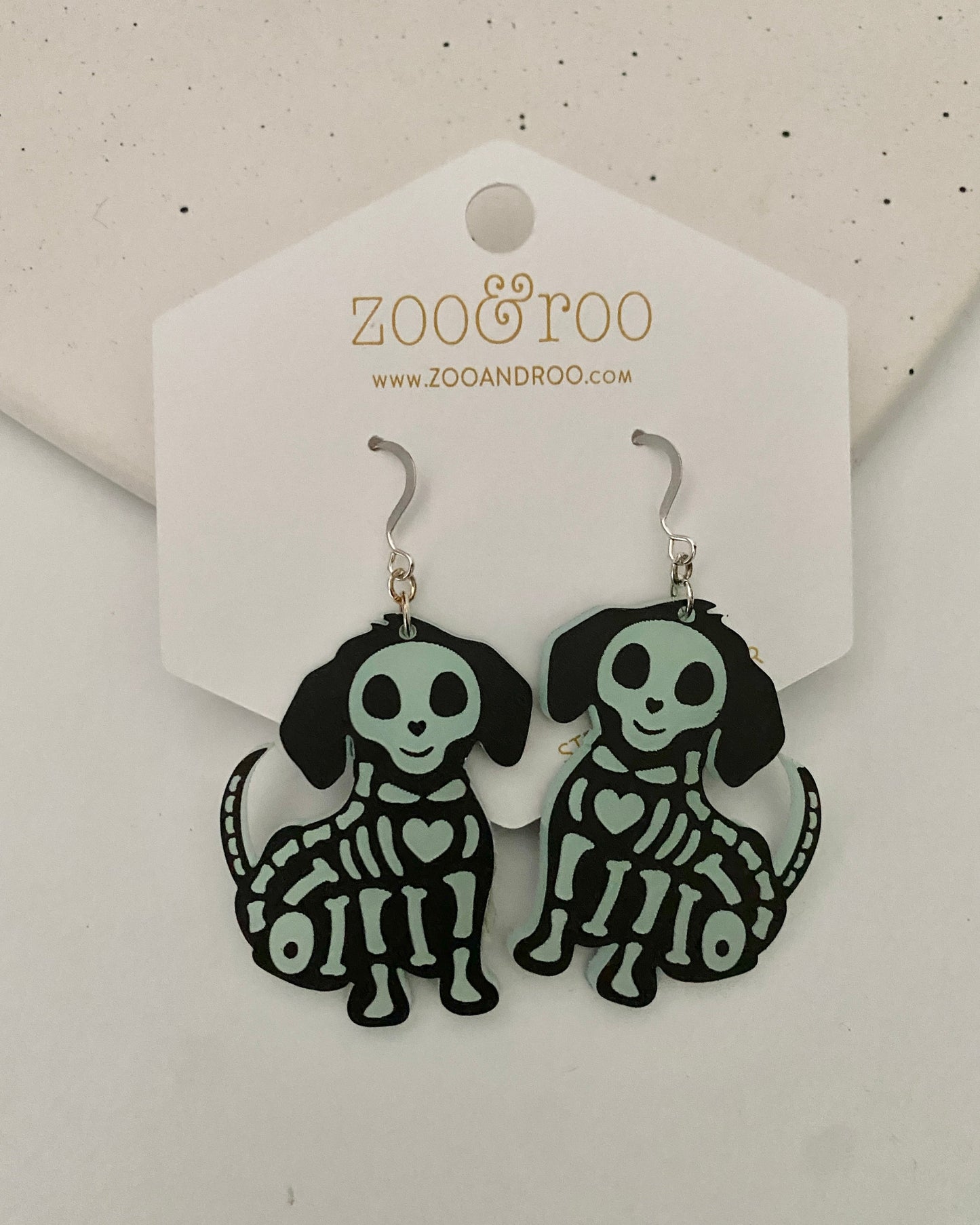 Glow in the dark dog earrings