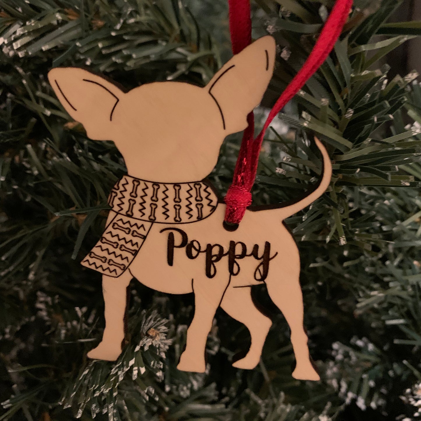 Personalized dog breed wood ornament