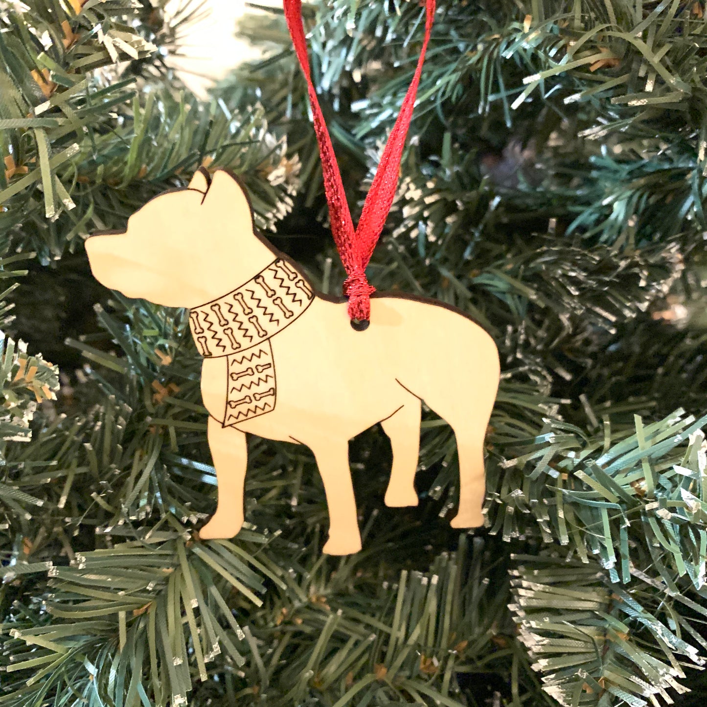 Personalized dog breed wood ornament