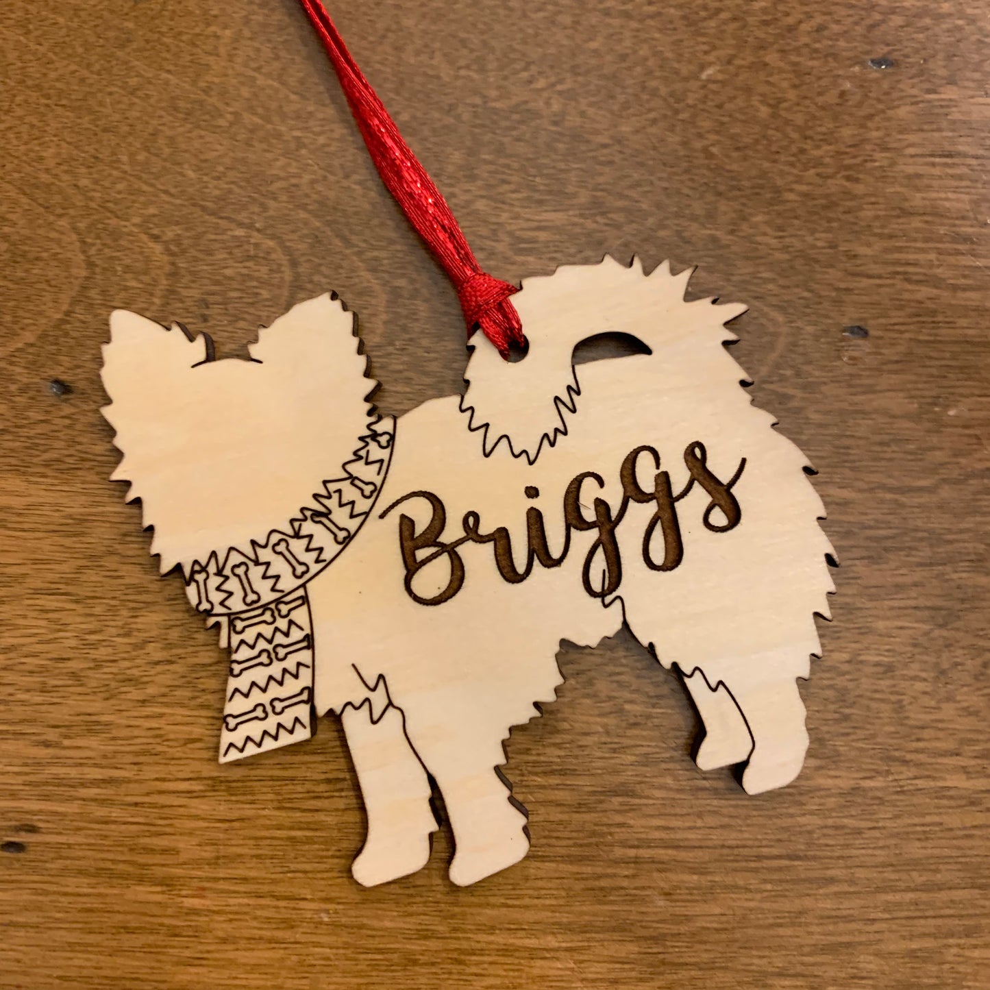 Personalized dog breed wood ornament
