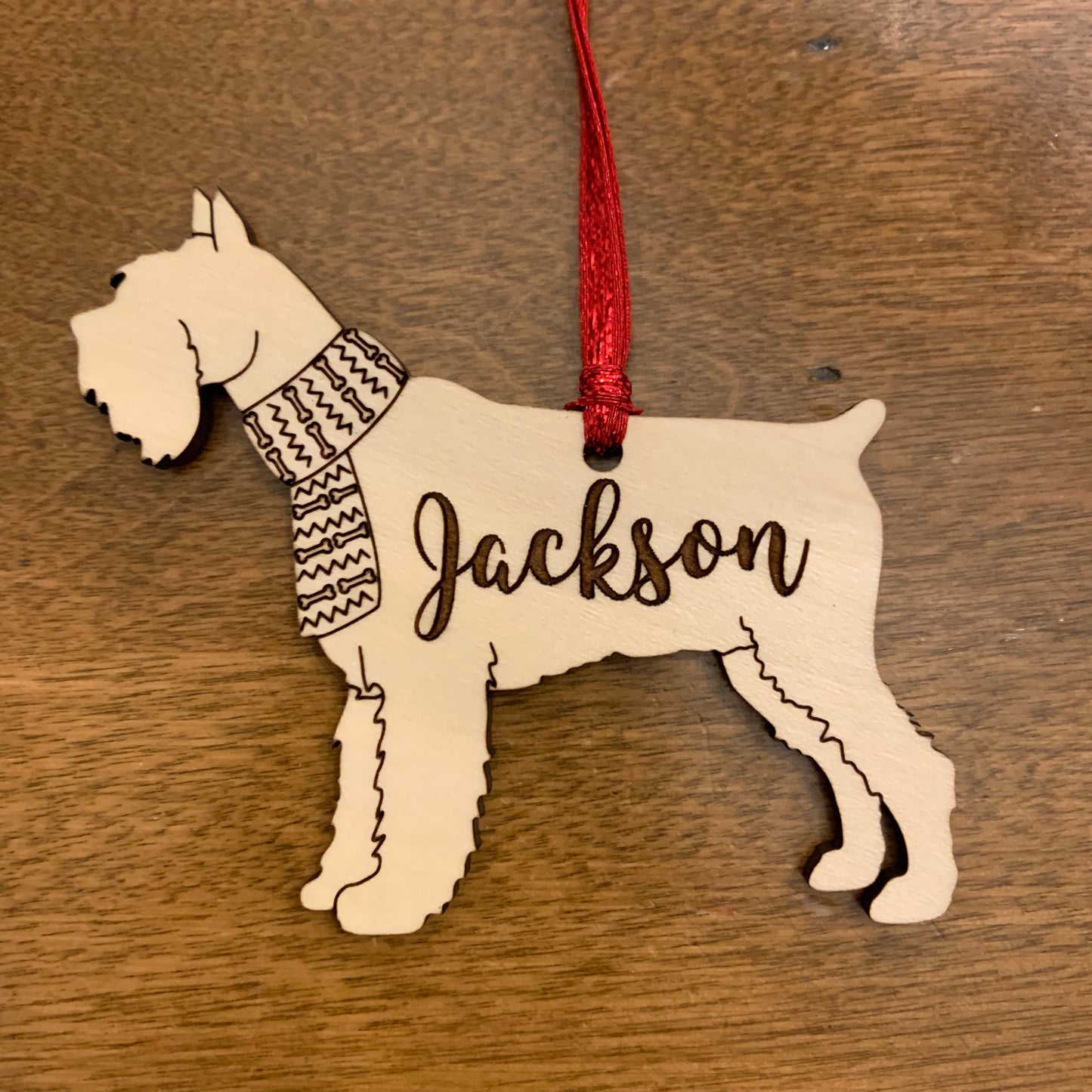 Personalized dog breed wood ornament