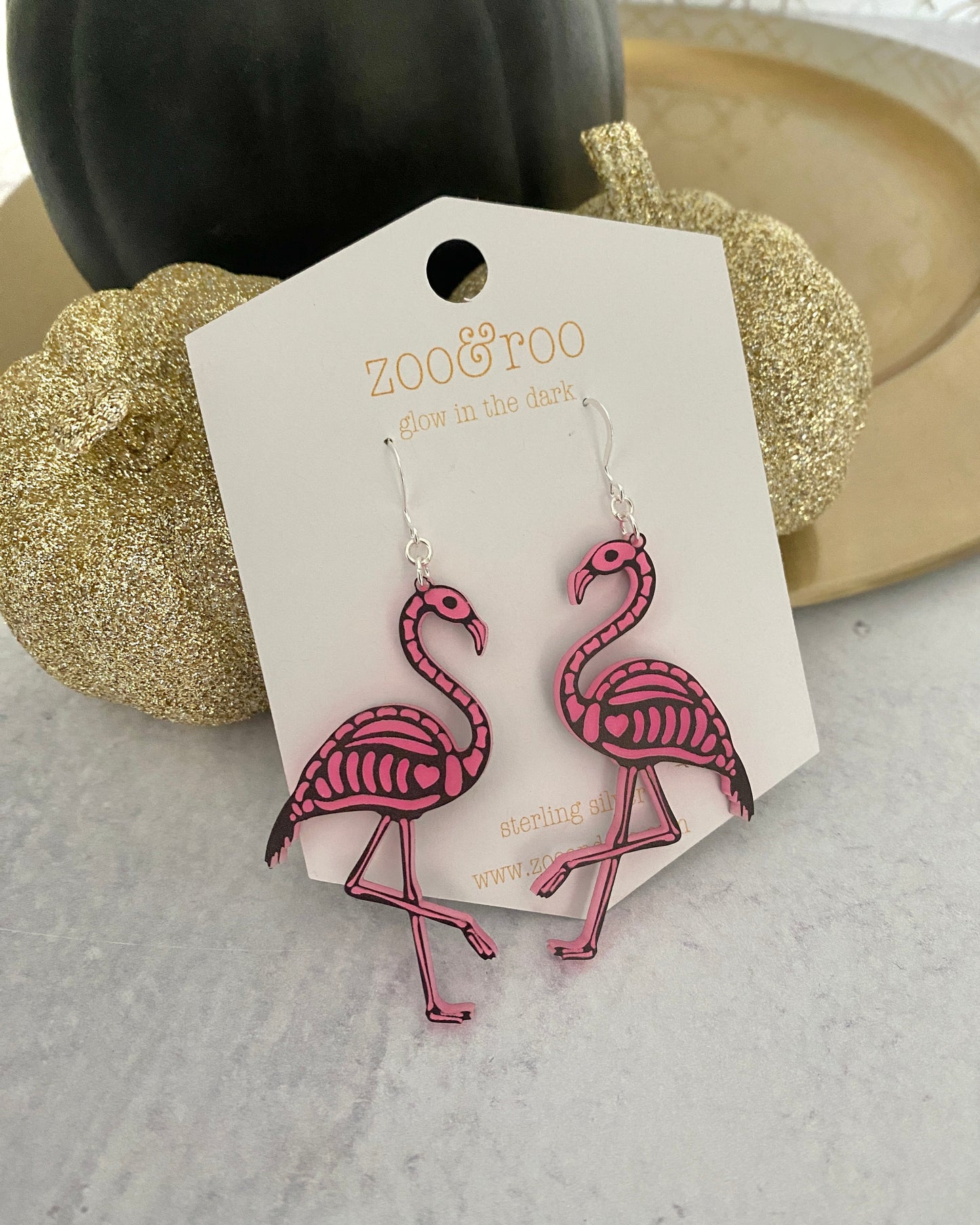 Glow in the dark flamingo earrings