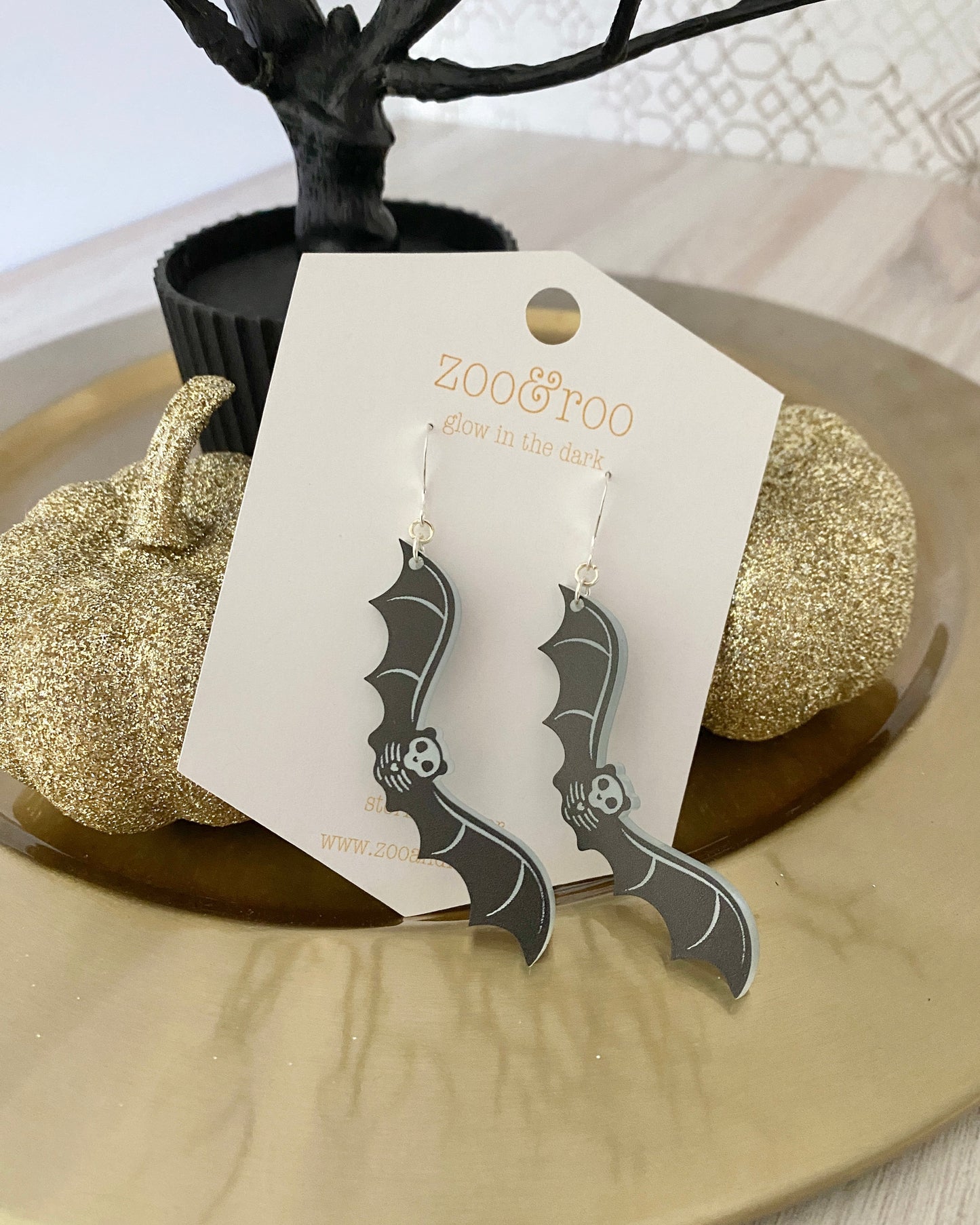 Glow in the dark bat earrings