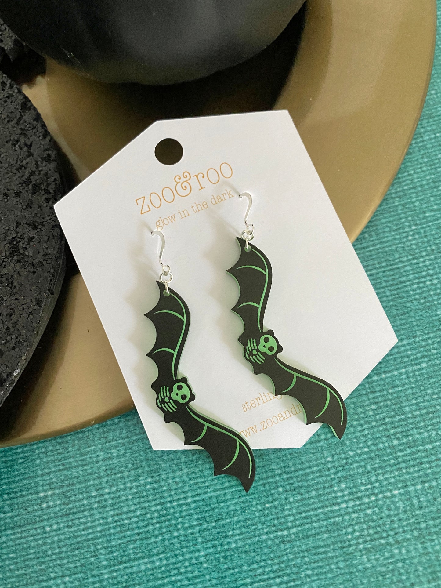 Glow in the dark bat earrings