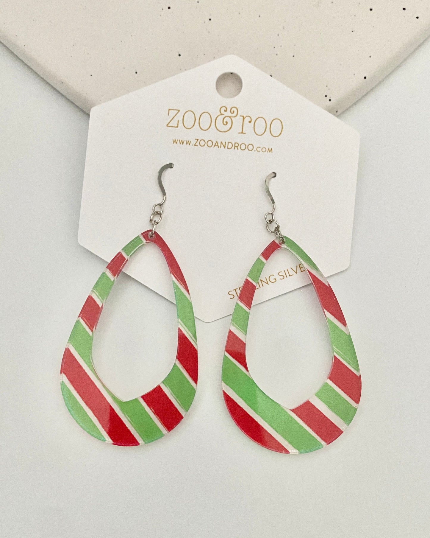 Grinchy Striped Olivia Teardrop Earrings