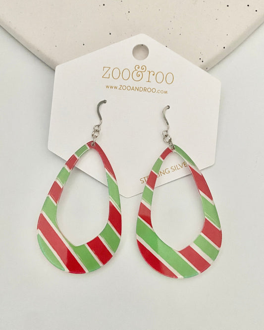 Grinchy Striped Olivia Teardrop Earrings