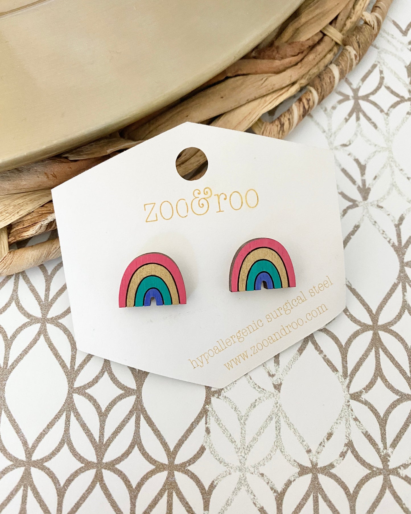 Handpainted Rainbow Studs