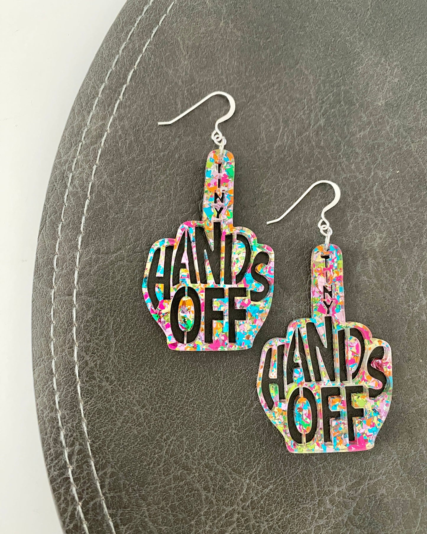 Hands Off Middle Finger Earrings