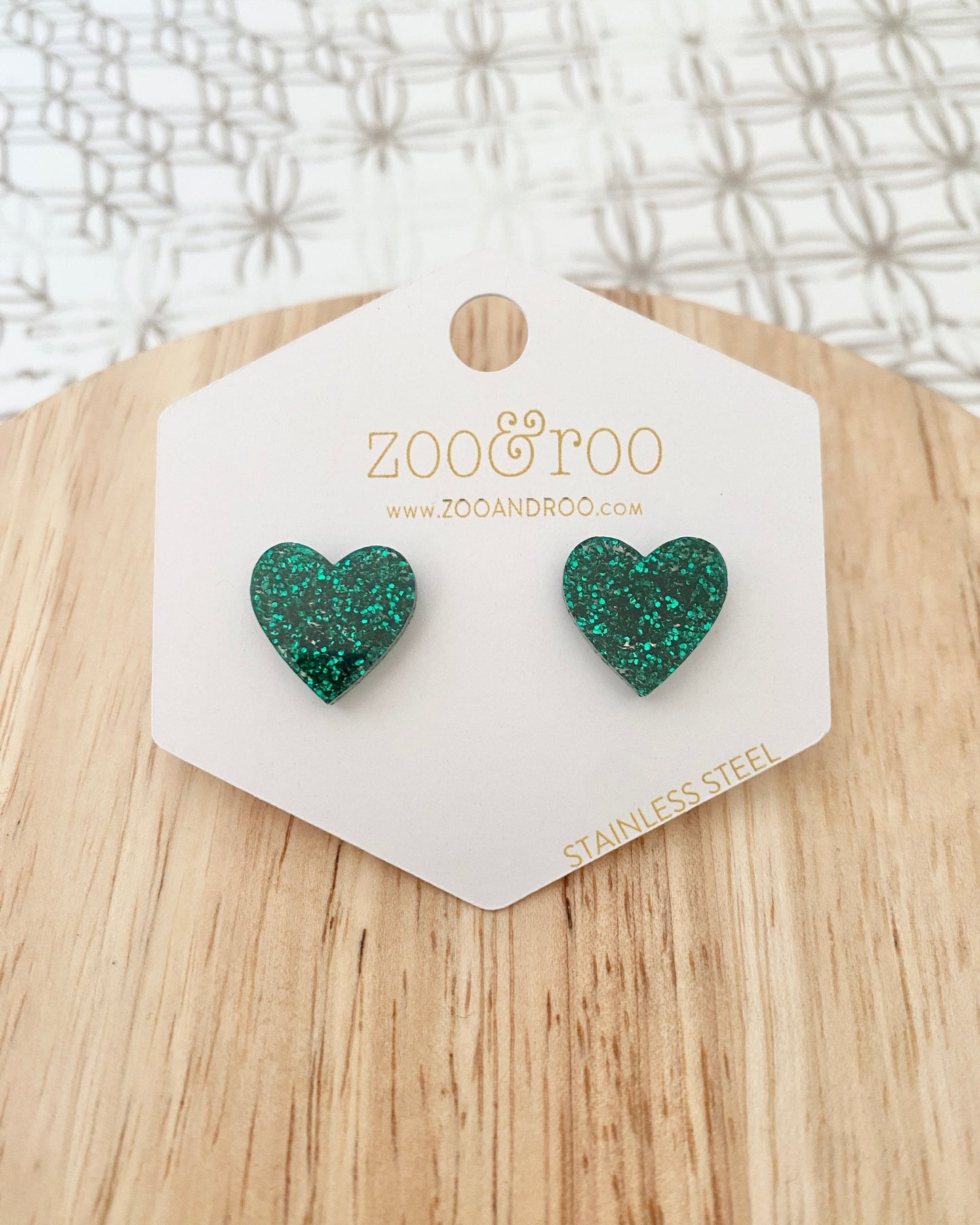 Glitter Heart Studs