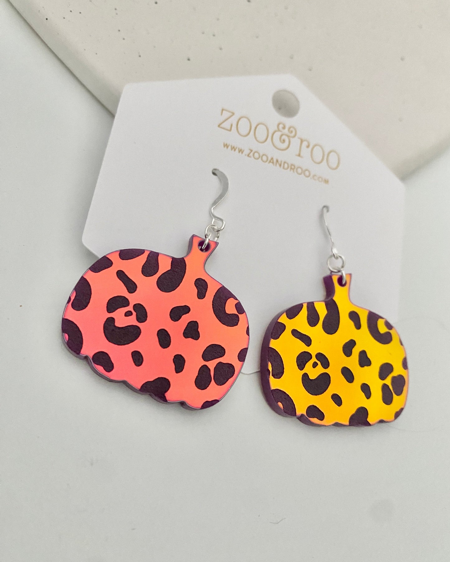 Leopard pumpkin iridescent earrings