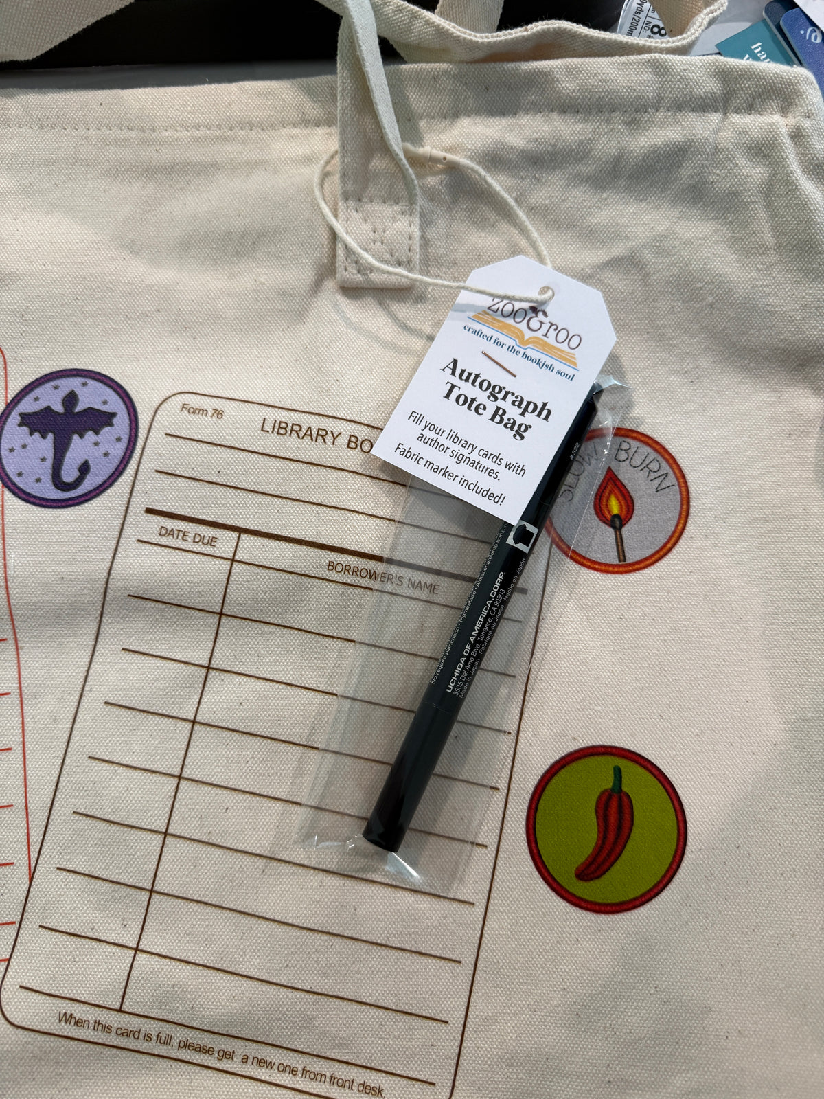 Library card tote bag