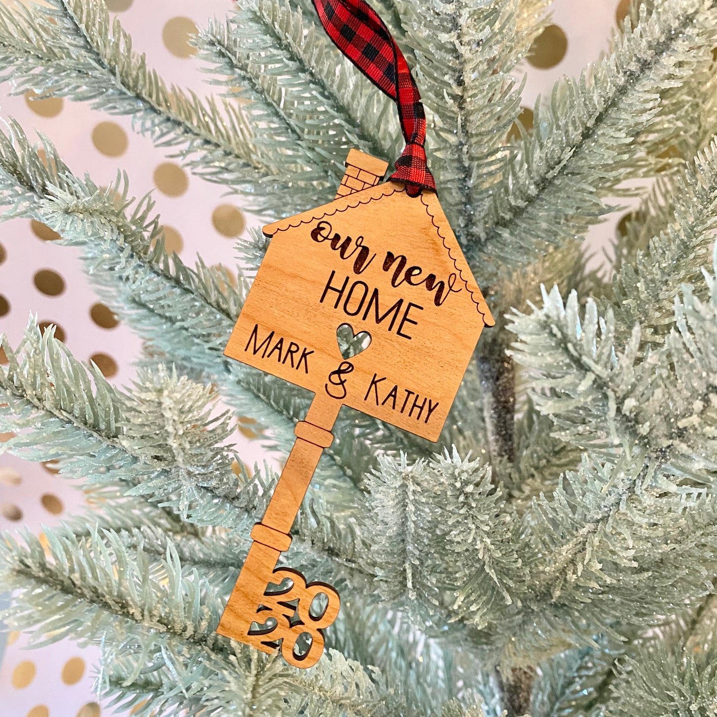 Personalized New Home Key Wood Ornament