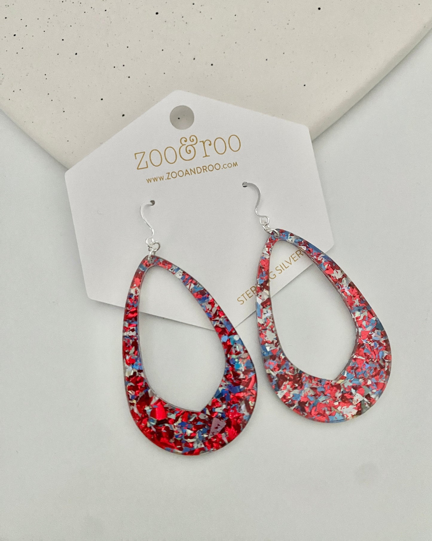 Patriotic Glitter Olivia Teardrop Earrings