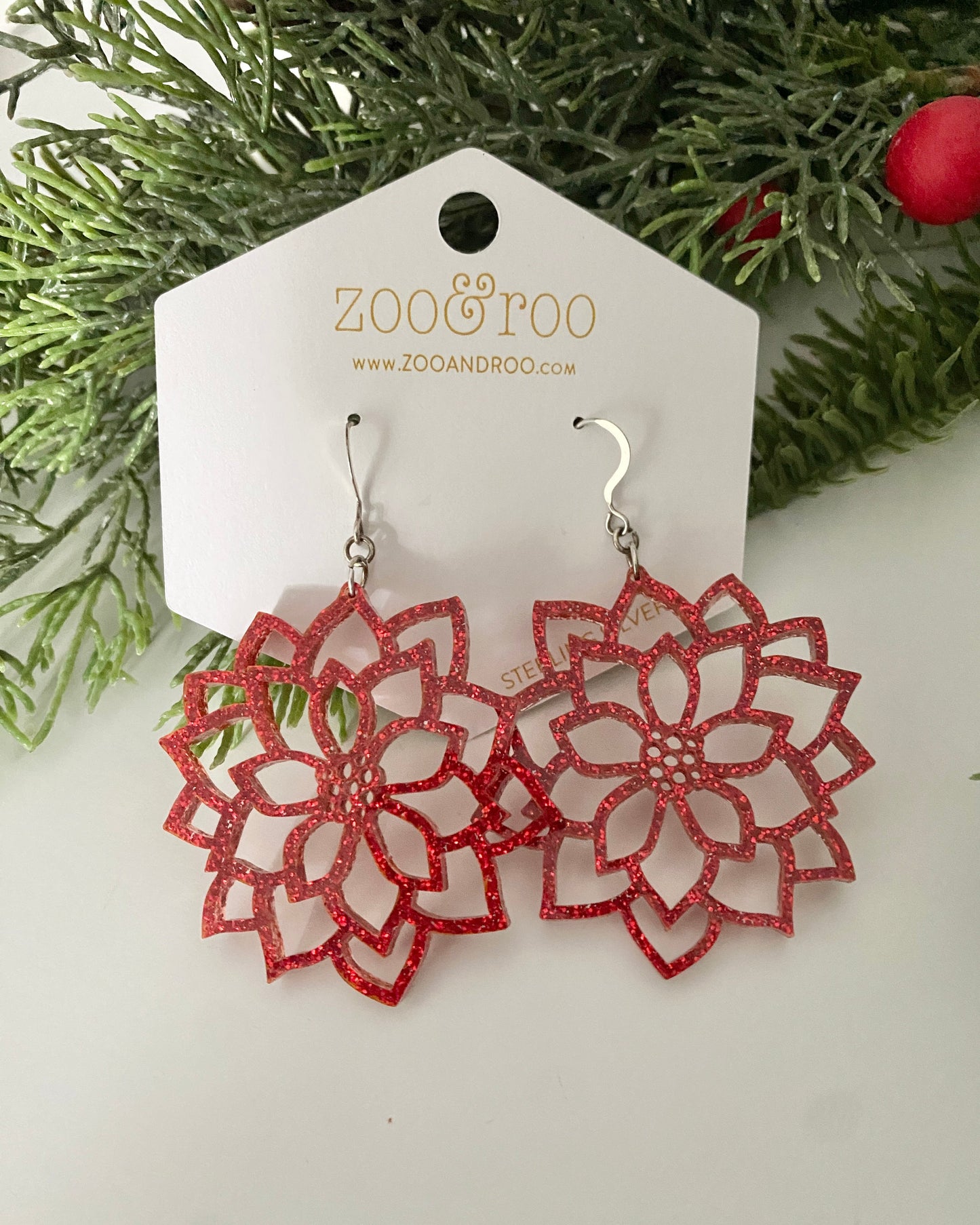 Poinsettia earrings