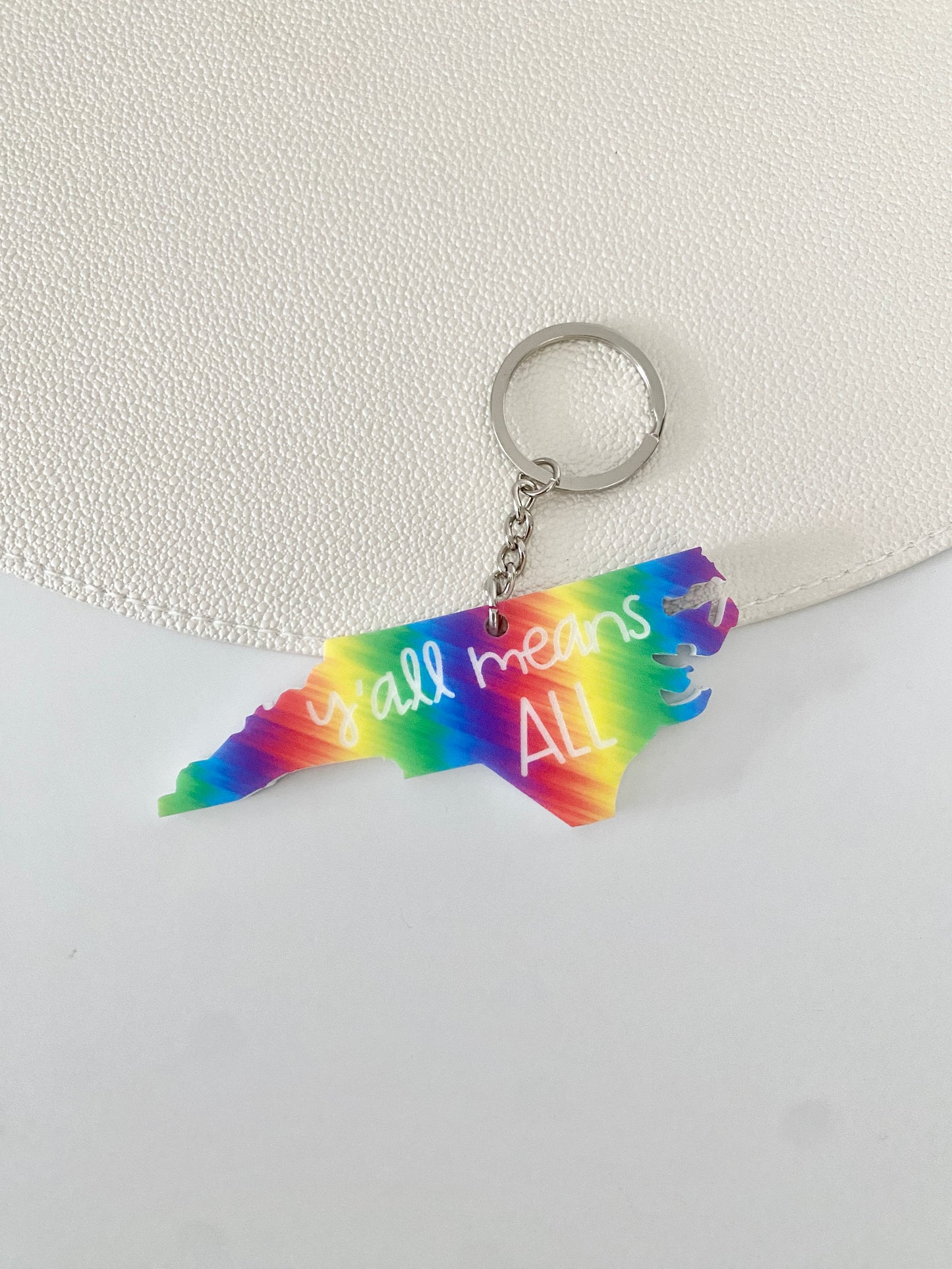 Y'all Means All Rainbow Acrylic Keychain