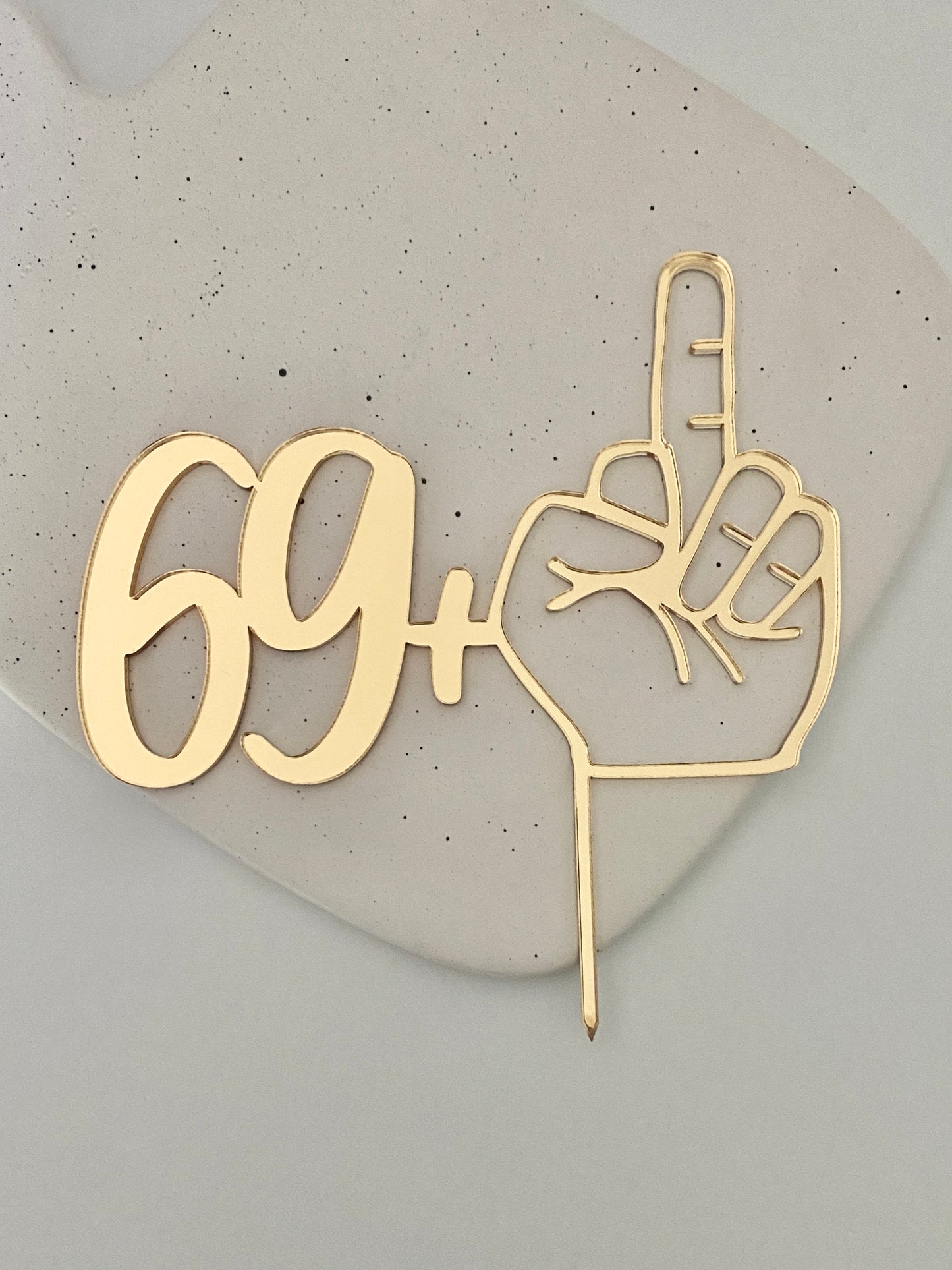 70th Birthday 69 + Middle Finger Cake Topper