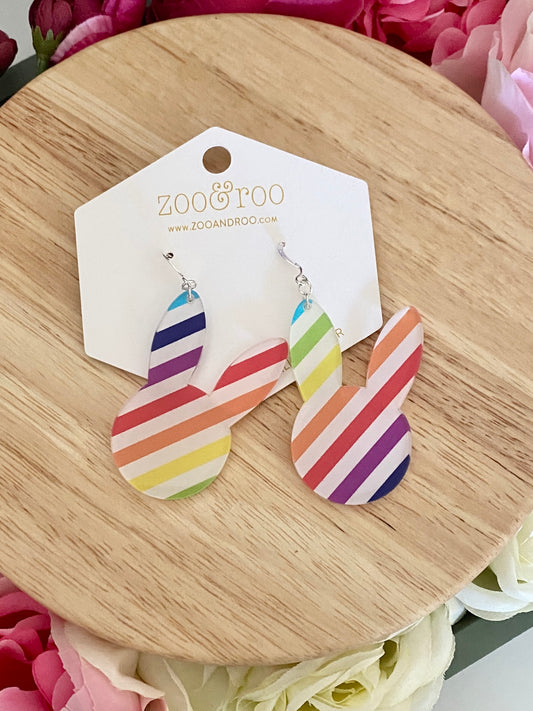 Easter Bunny Rainbow Stripe Earrings