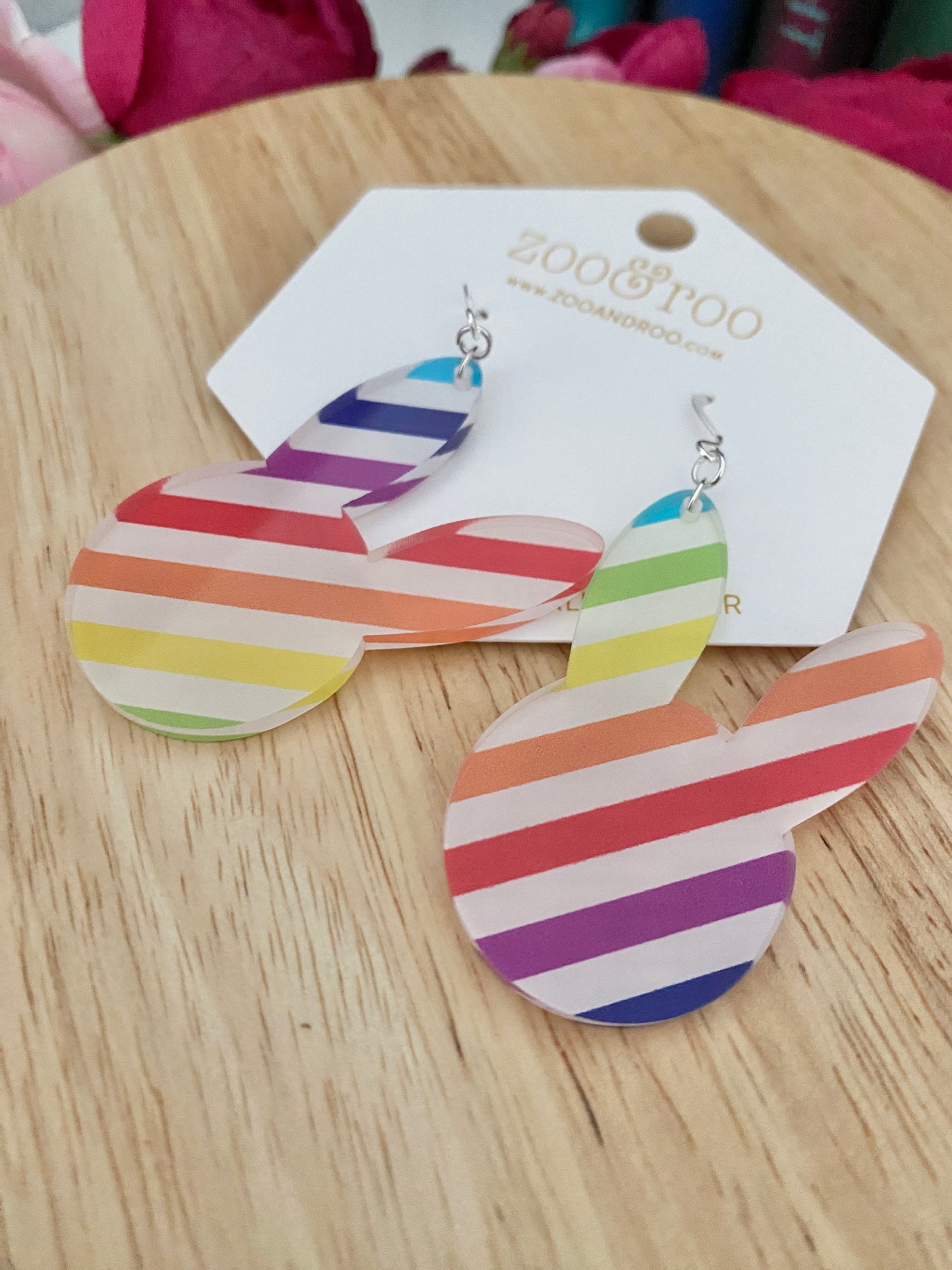 Easter Bunny Rainbow Stripe Earrings