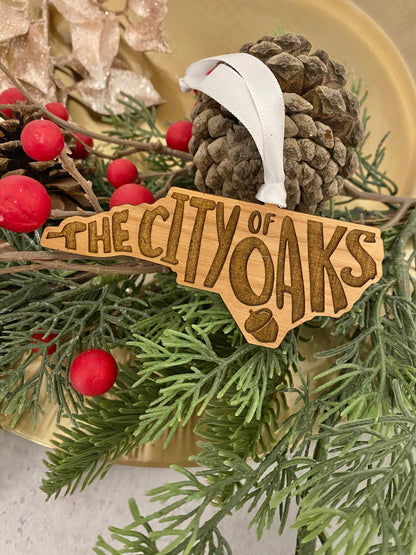 City of Oaks NC engraved ornament