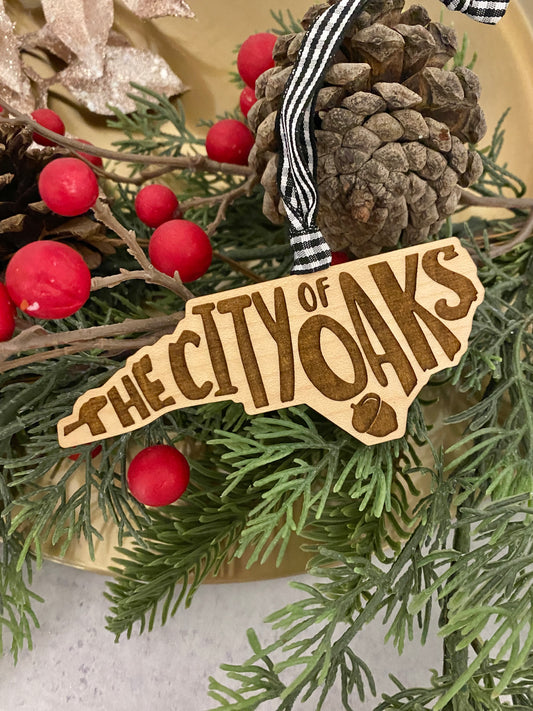 City of Oaks NC engraved ornament