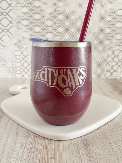 City of Oaks NC wine tumbler