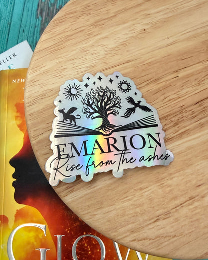 Emarion: rise from the ashes holographic sticker from Kindred's Curse Saga Spark of the Everflame by Penn Cole