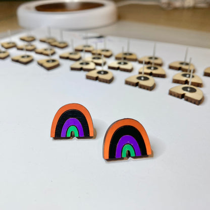 Halloween painted rainbow studs