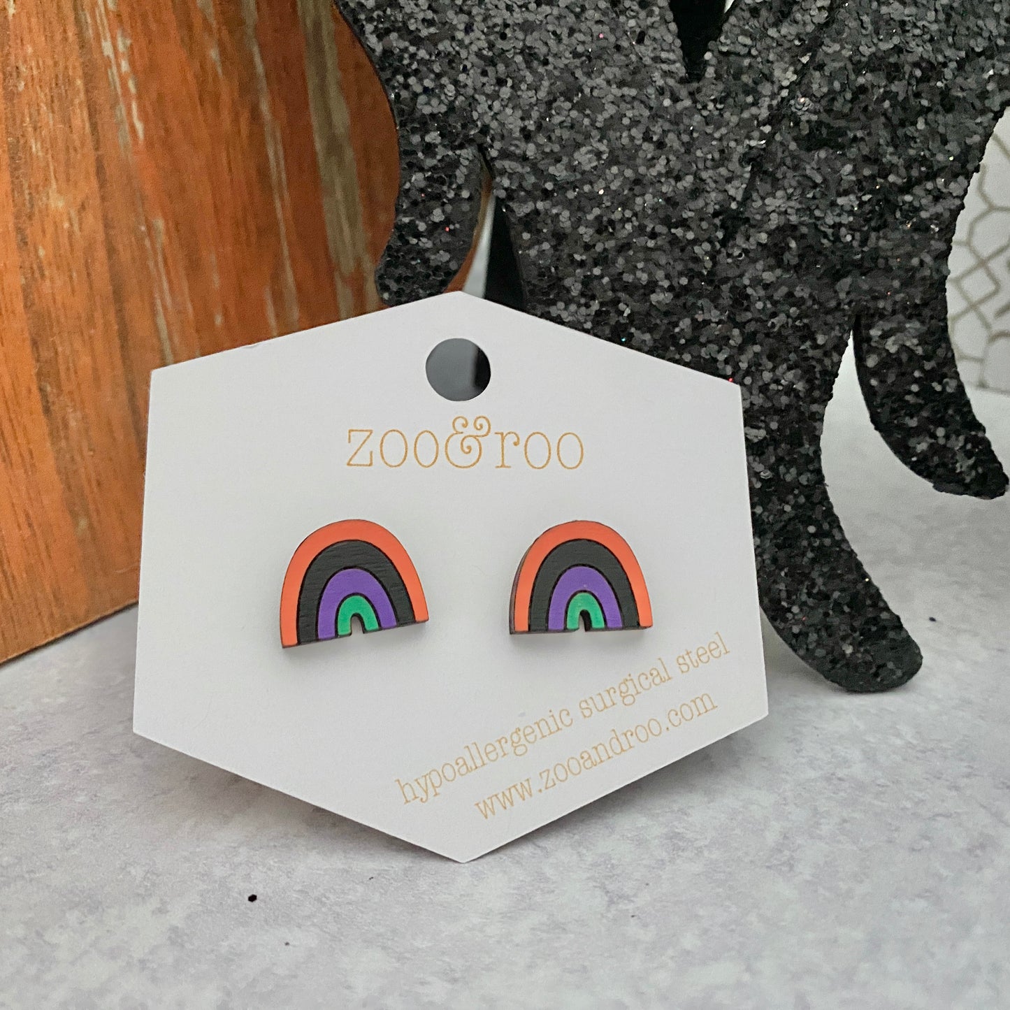 Halloween painted rainbow studs