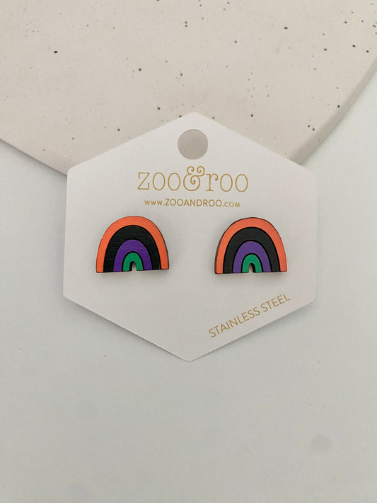 Halloween painted rainbow studs