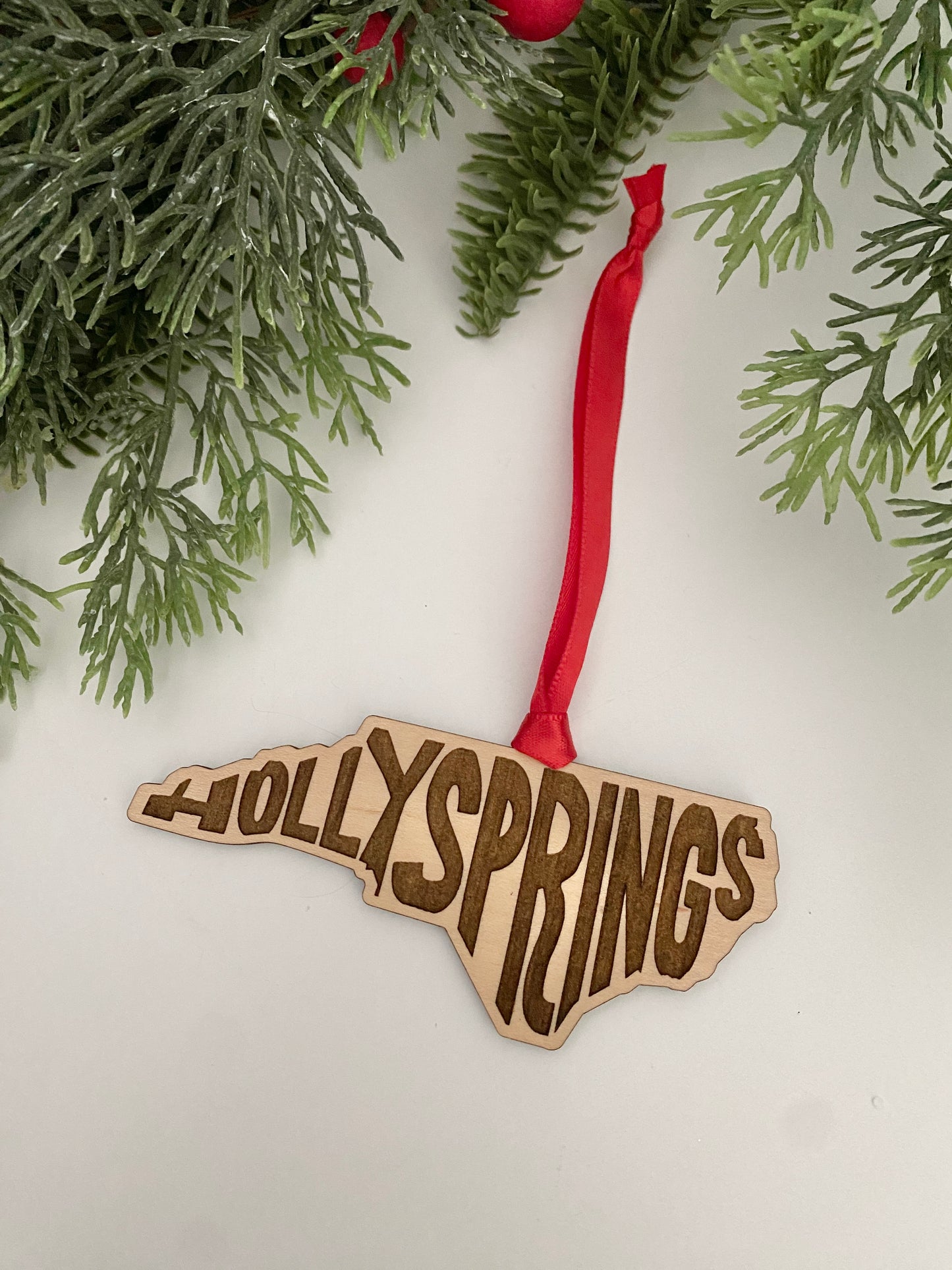 Holly Springs NC engraved ornament