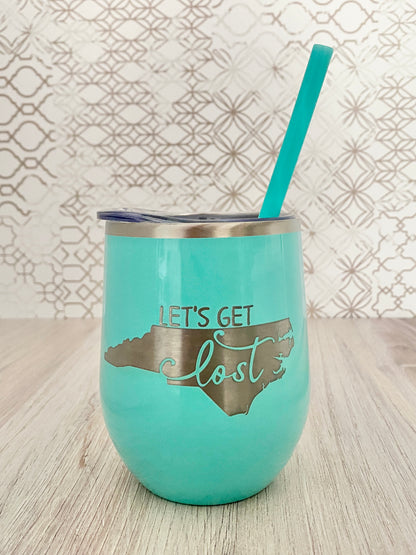 Let's Get Lost NC wine tumbler