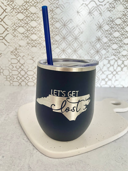 Let's Get Lost NC wine tumbler