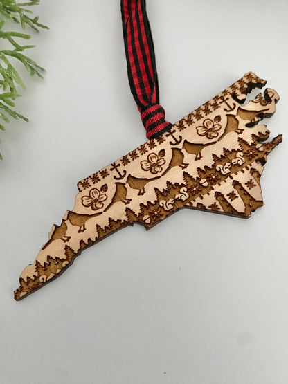 NC state symbols wood ornament