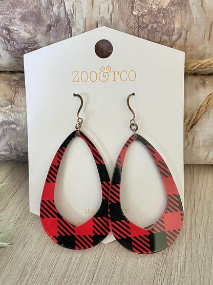 Buffalo Plaid Olivia Teardrop Earrings