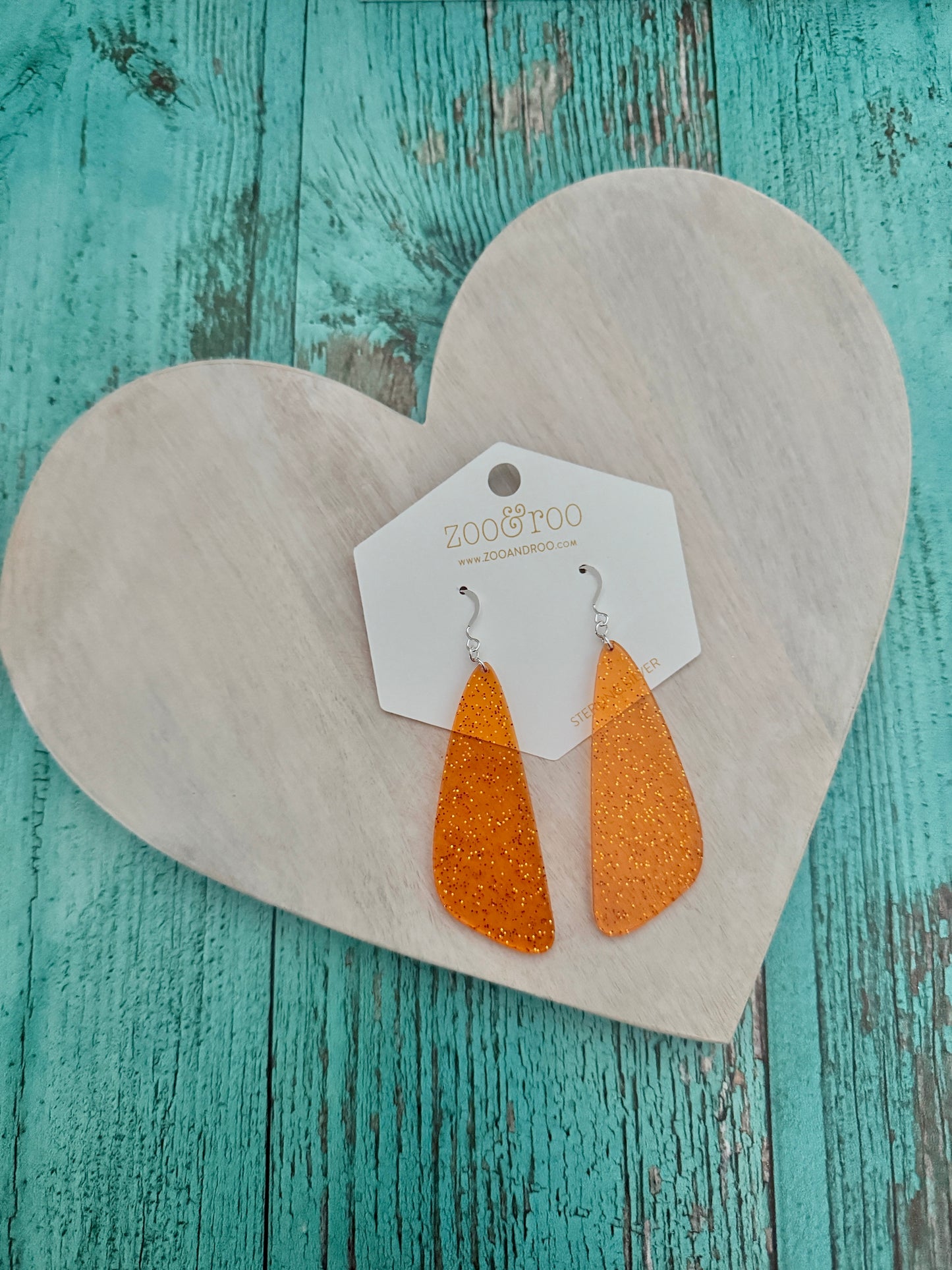 Orange Glitter Jelly Shard Drop Earrings
