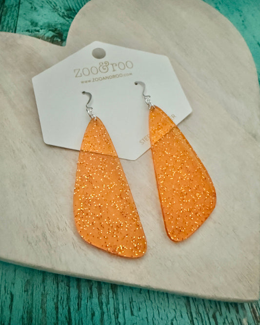 Orange Glitter Jelly Shard Drop Earrings