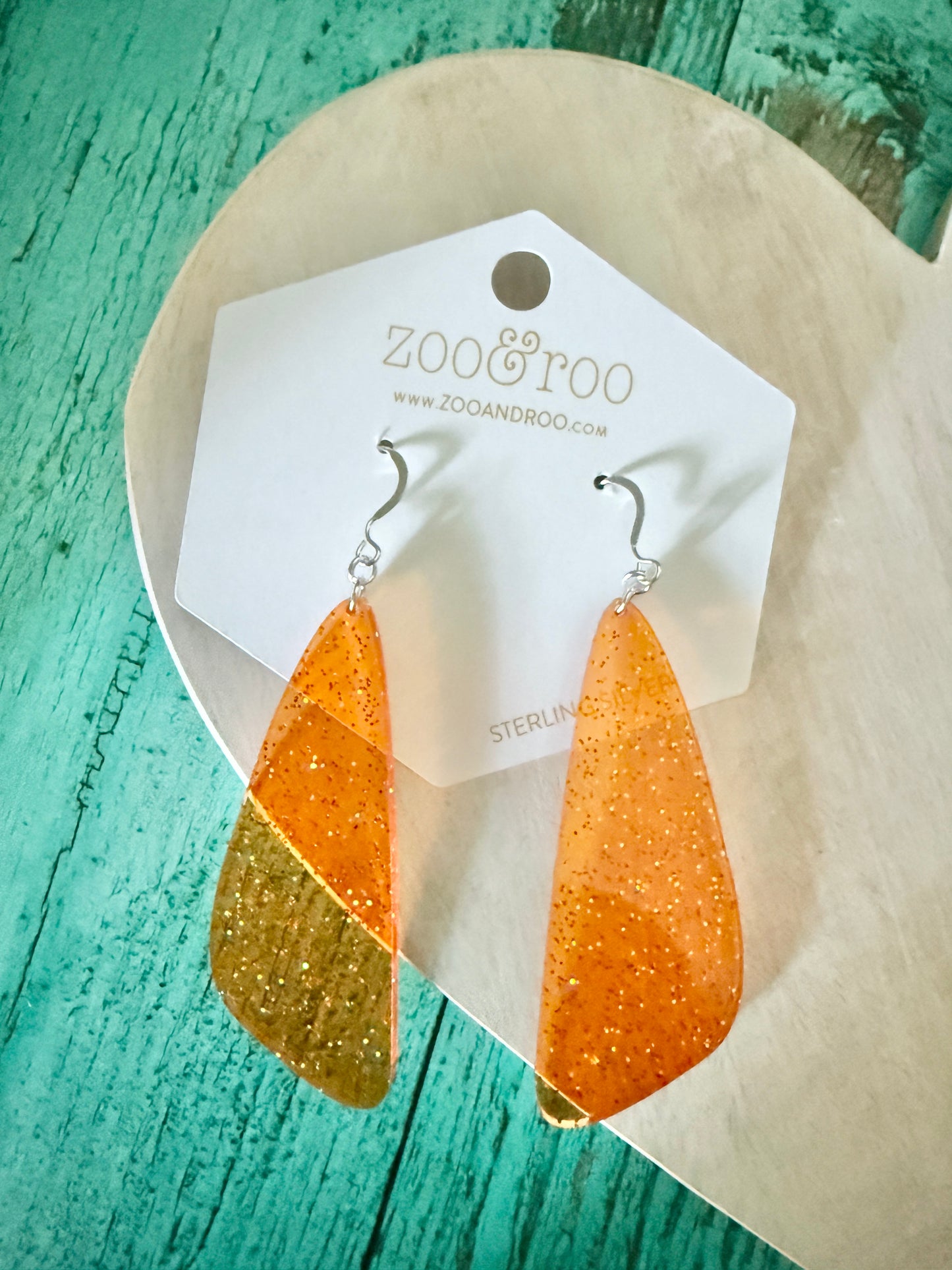 Orange Glitter Jelly Shard Drop Earrings