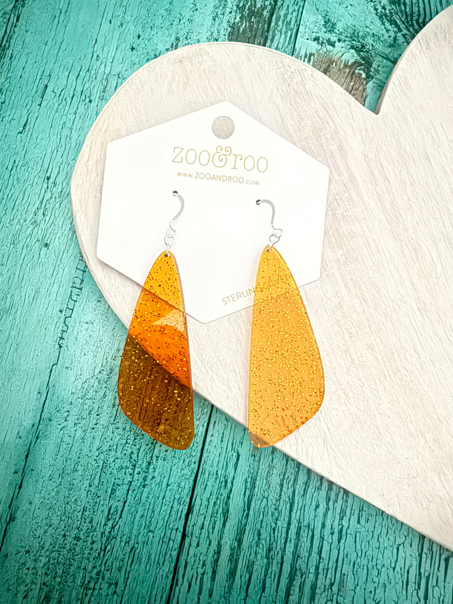 Orange Glitter Jelly Shard Drop Earrings